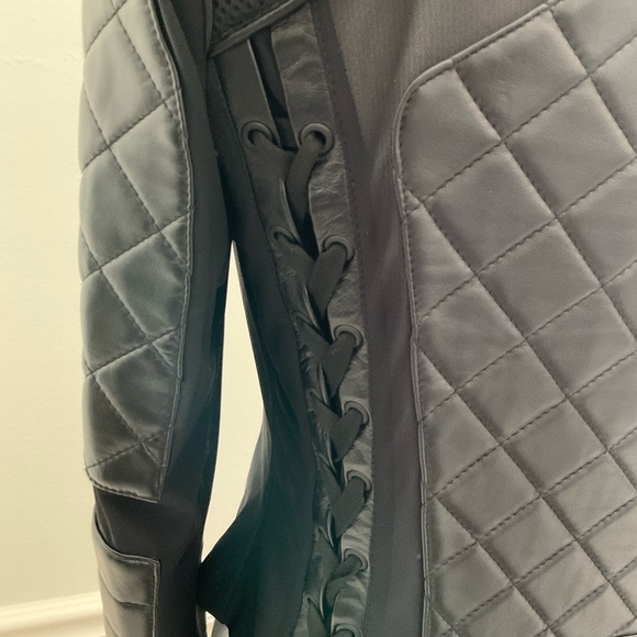 BLANC NOIR Leather and Mesh Moto Jacket NWOT  size small - Picture 9 of 16